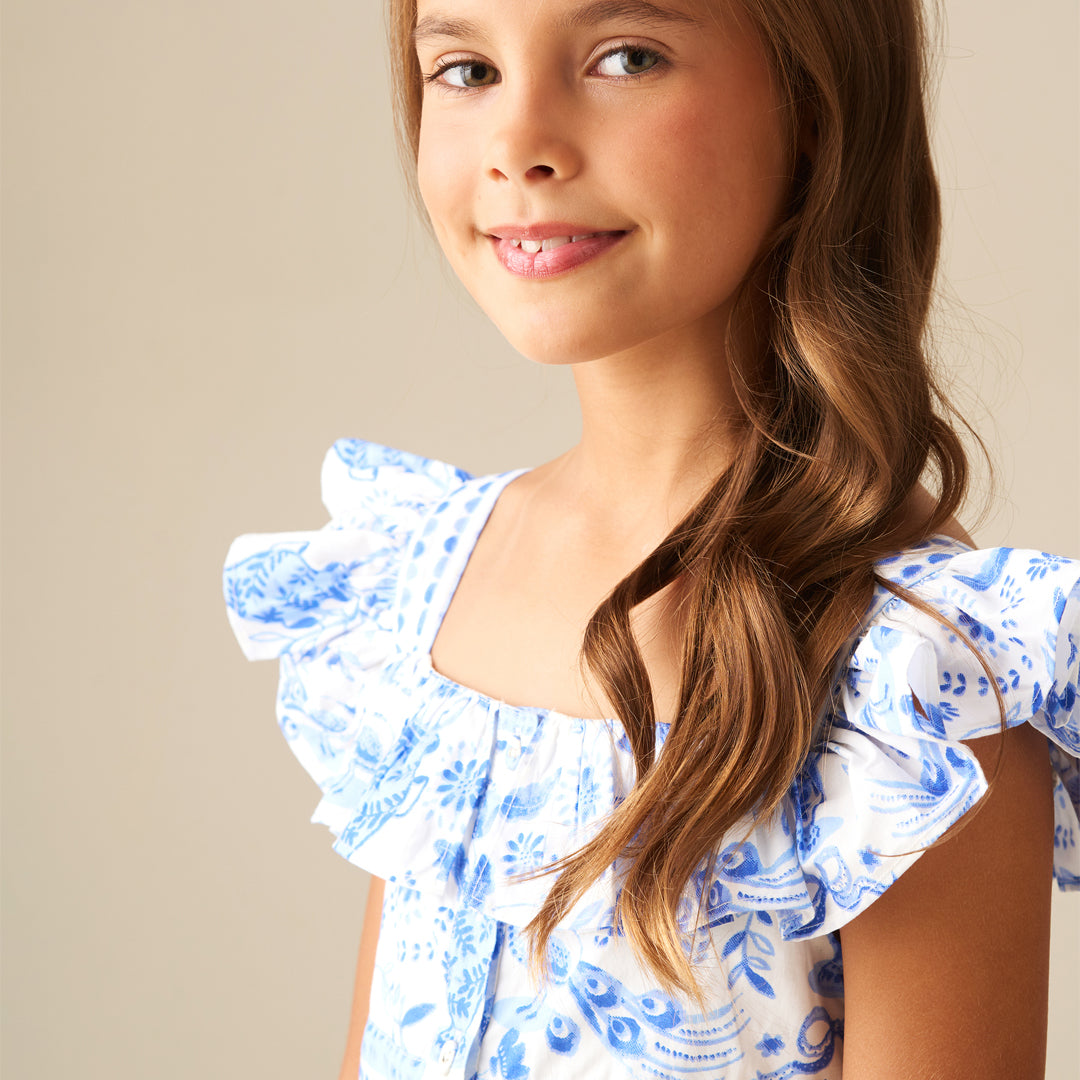 Ellery Print Ruffle Sleeve Dress