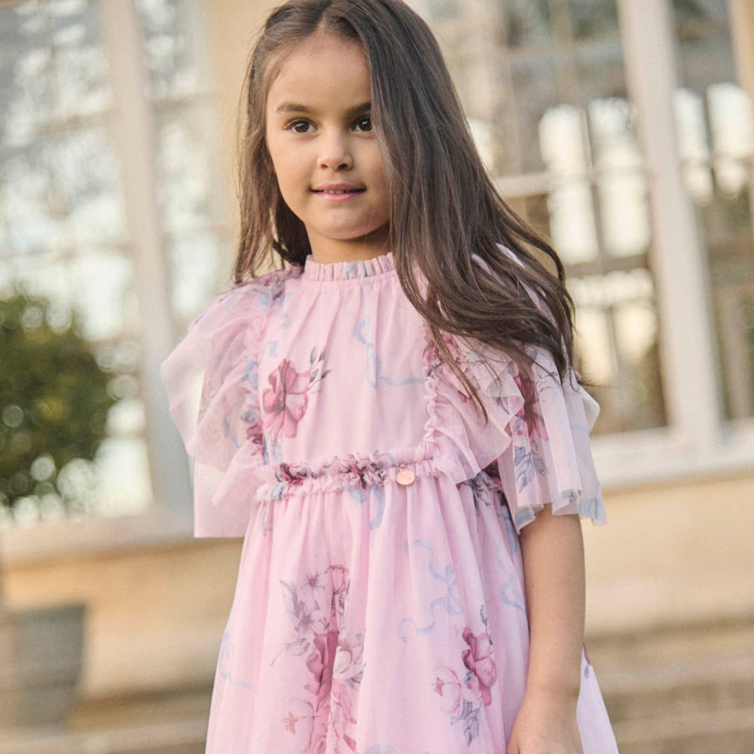 Rosa Pink Floral Mesh Dress