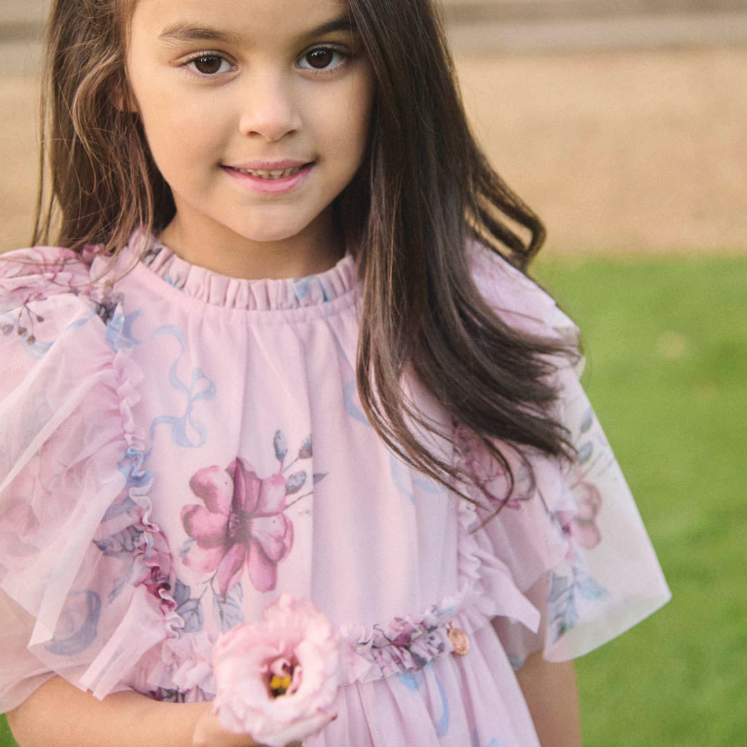 Rosa Pink Floral Mesh Dress