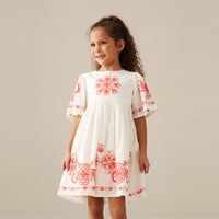 Reyna Ivory Embroidered Swing Dress