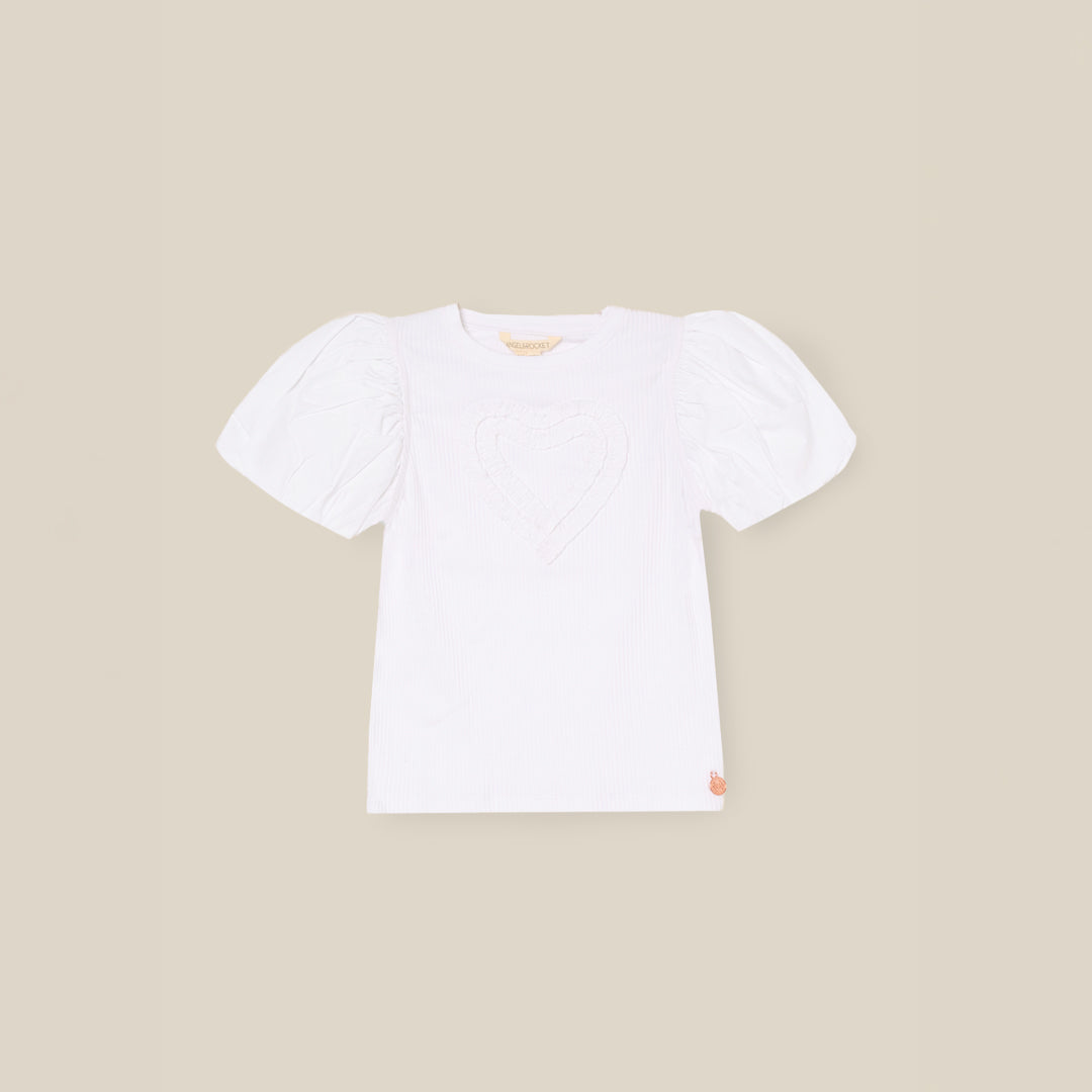Eve Ruffle Heart Puff Sleeve Tee