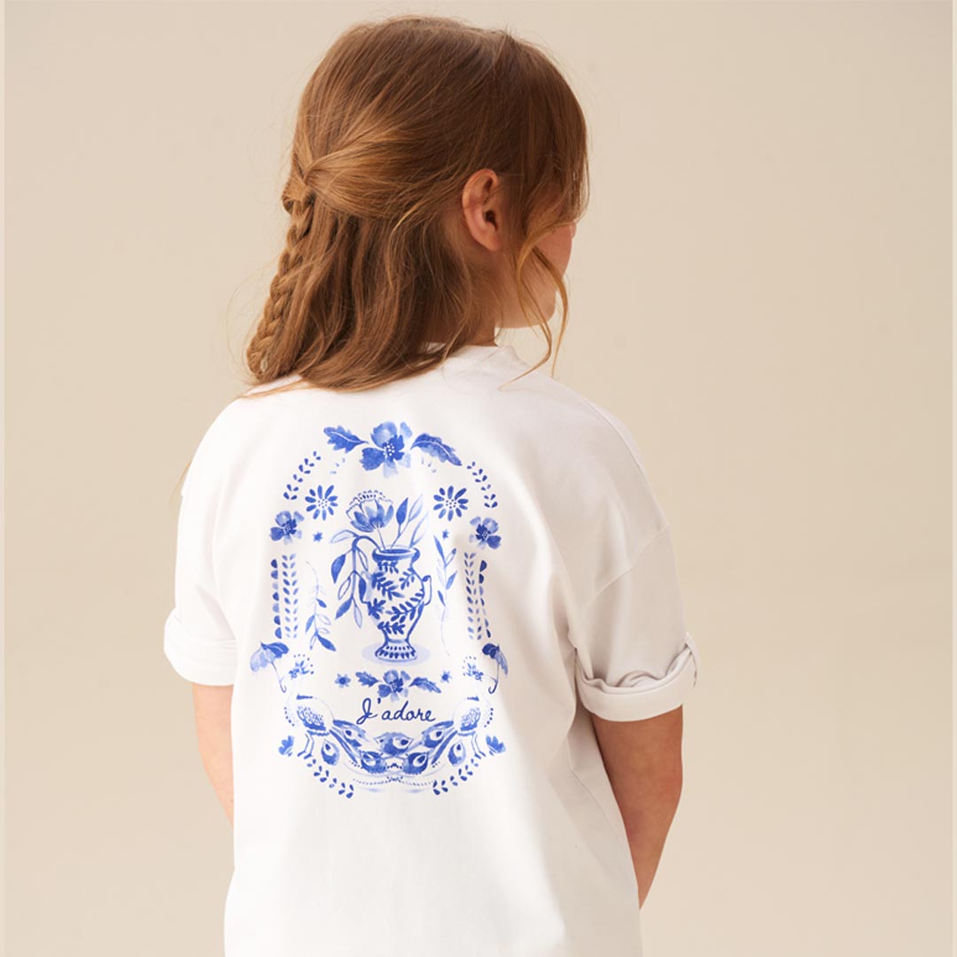 Angel & Rocket Girls Printed Cream Cotton T-shirts