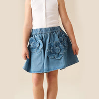 Eden 3D Flower Denim Skirt