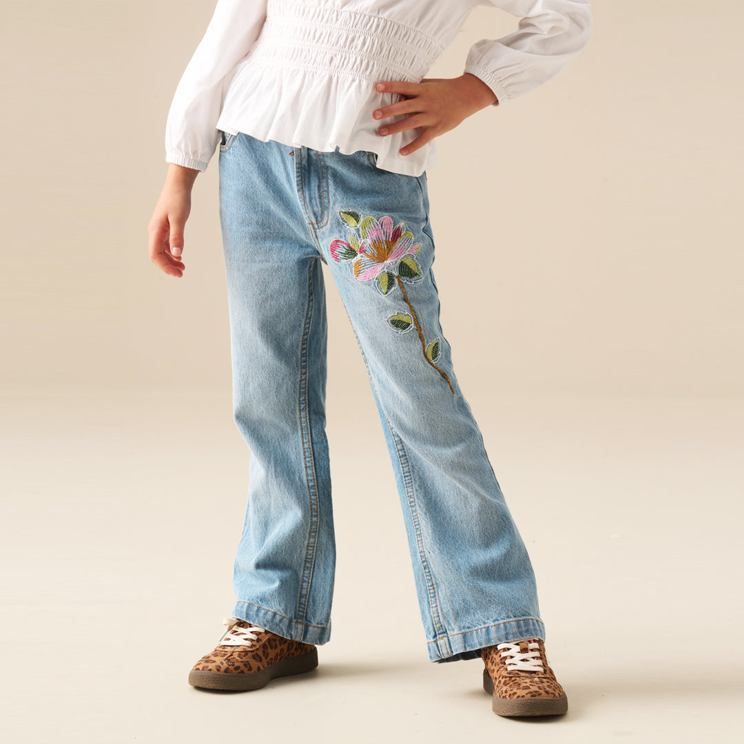 Millie Embroidered Flared Denim Jeans