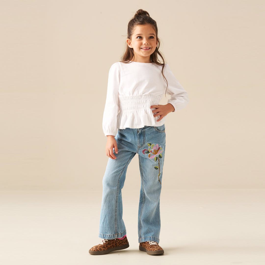 Millie Embroidered Flared Denim Jeans