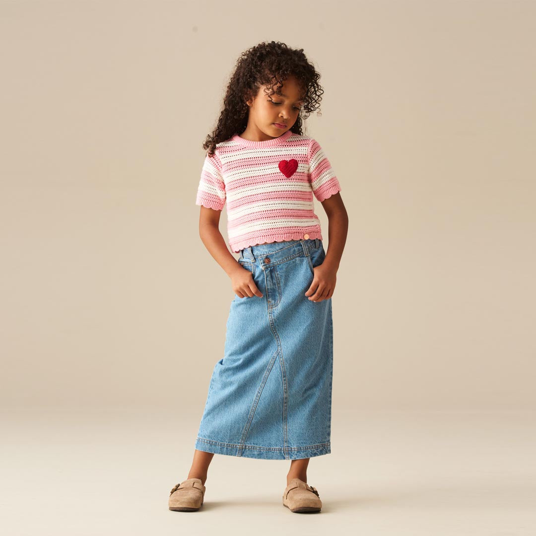 Kendal Asymmetric Waist Denim Midi Skirt - Angel & Rocket