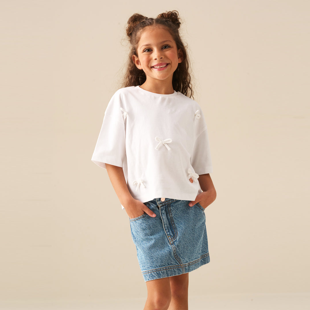 Kendal Aysmmetric Waist Denim Mini Skirt