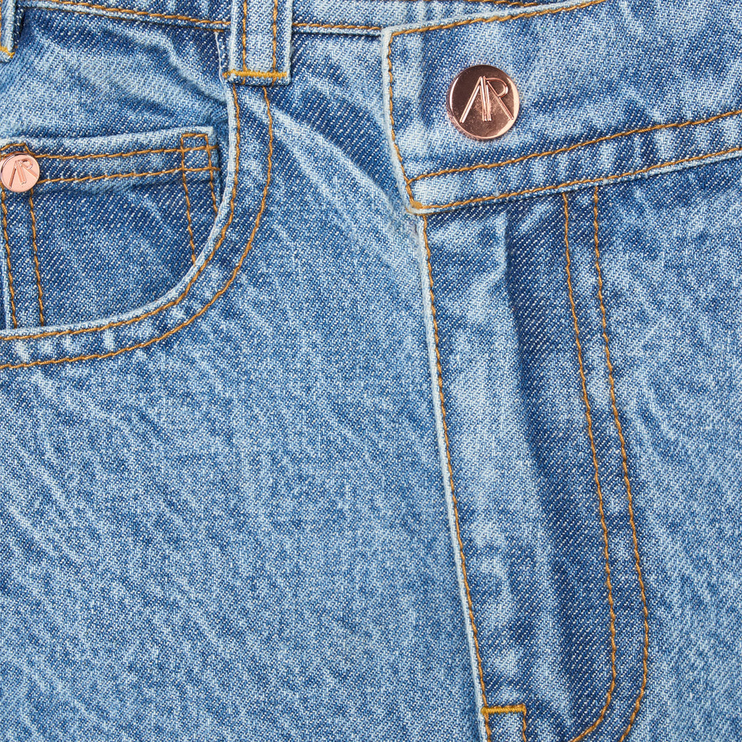 Kendal Aysmmetric Waist Denim Mini Skirt