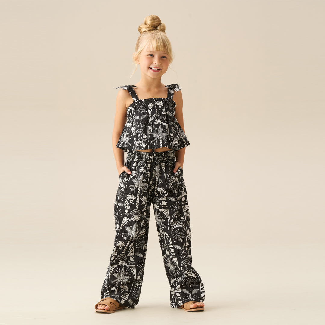 Amie Monochrome Palm Print Top And Trouser