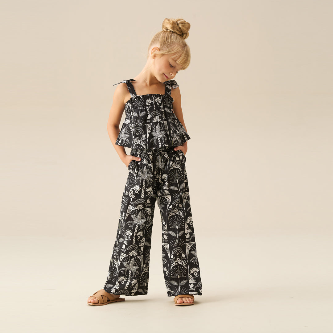 Amie Monochrome Palm Print Top And Trouser