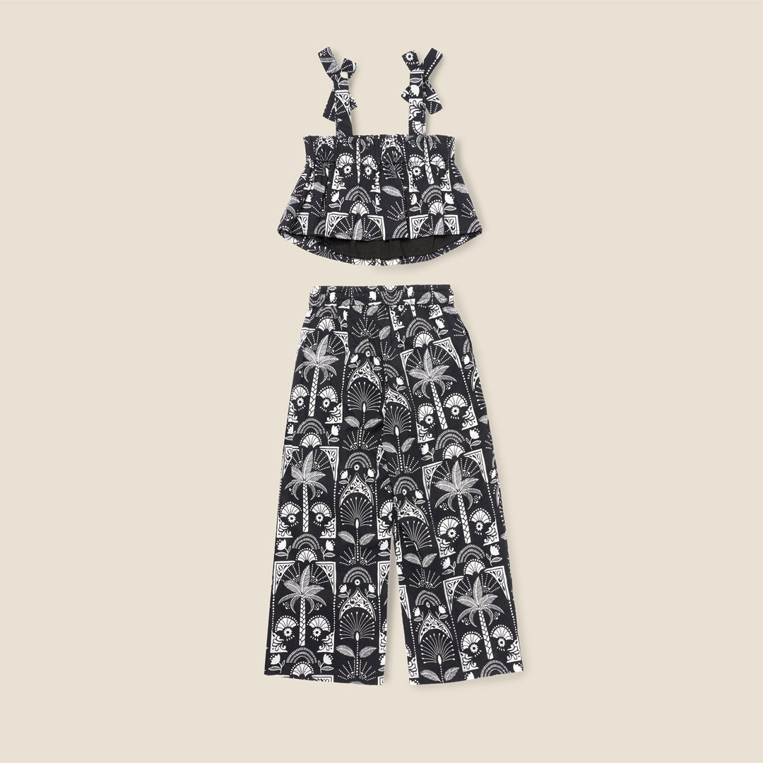 Amie Monochrome Palm Print Top And Trouser