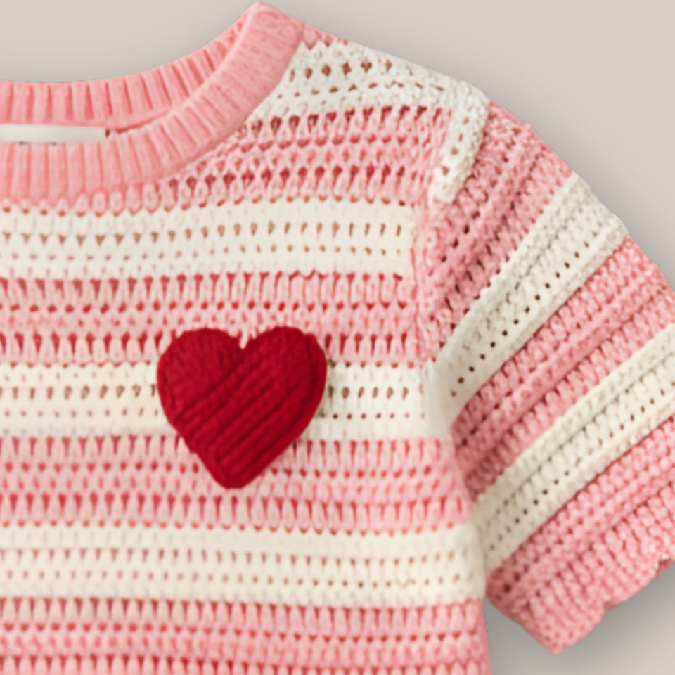 Meg Embroidered Heart Stripe Knit Top - Angel & Rocket