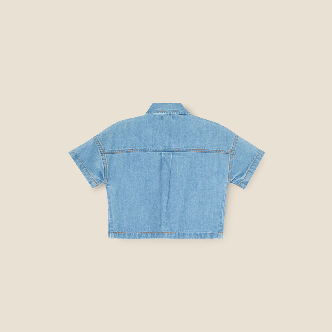 Zeta Boxy Embellished Denim Shirt