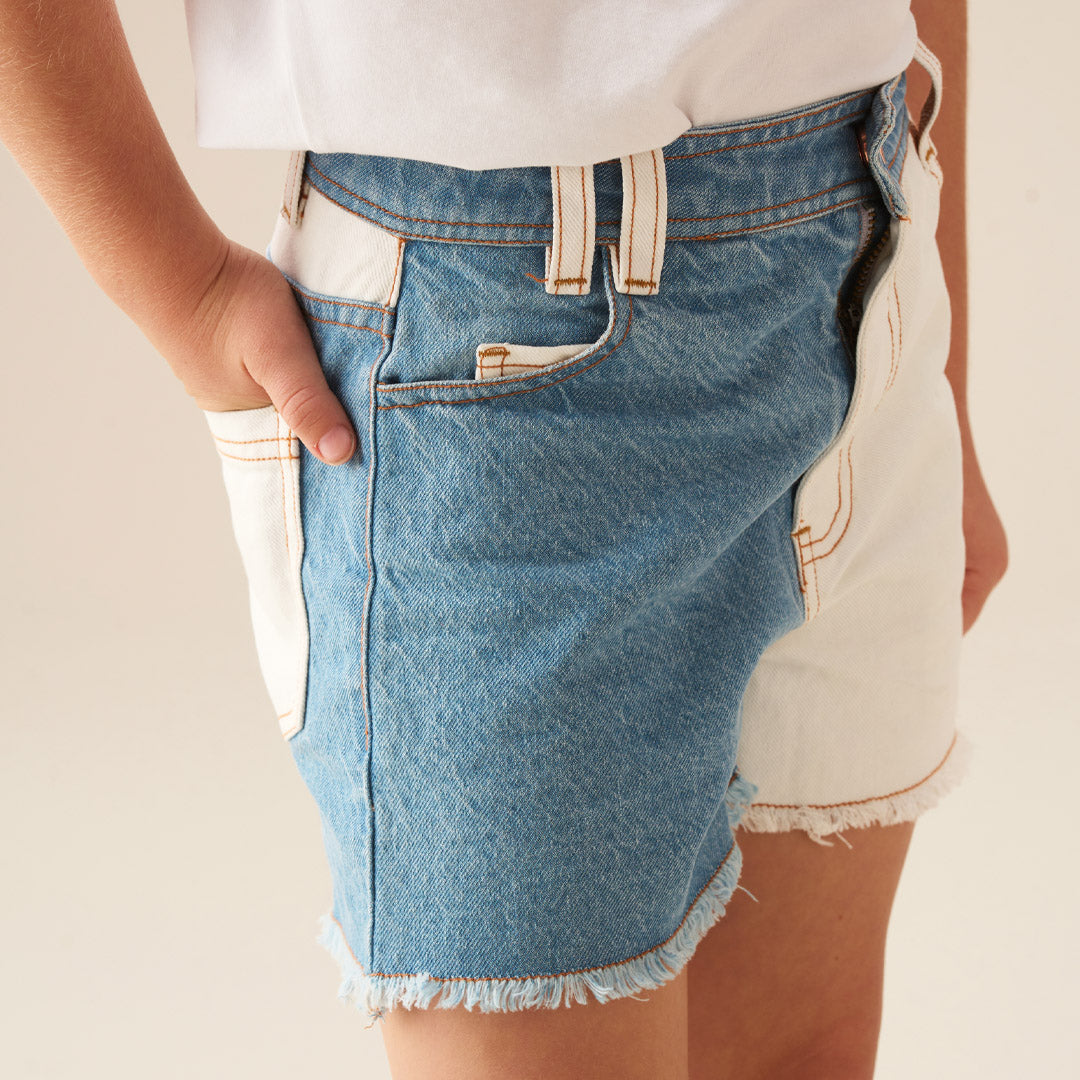 Rafaela Contrast Wash Denim Shorts