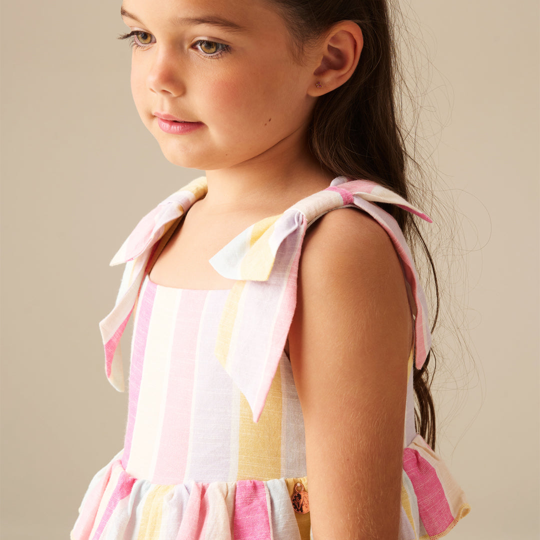 Nola Pastel Stripe Tiered Dress