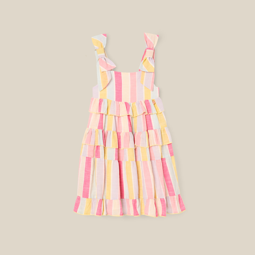 Nola Pastel Stripe Tiered Dress