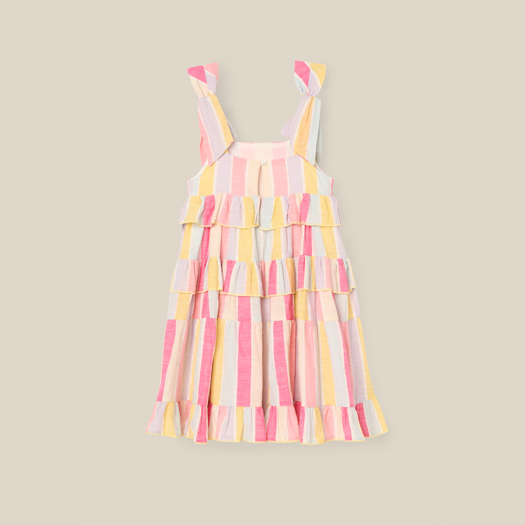 Nola Pastel Stripe Tiered Dress