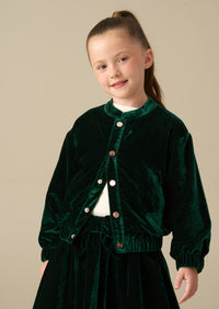 Chloe Velvet Bomber Jacket Green