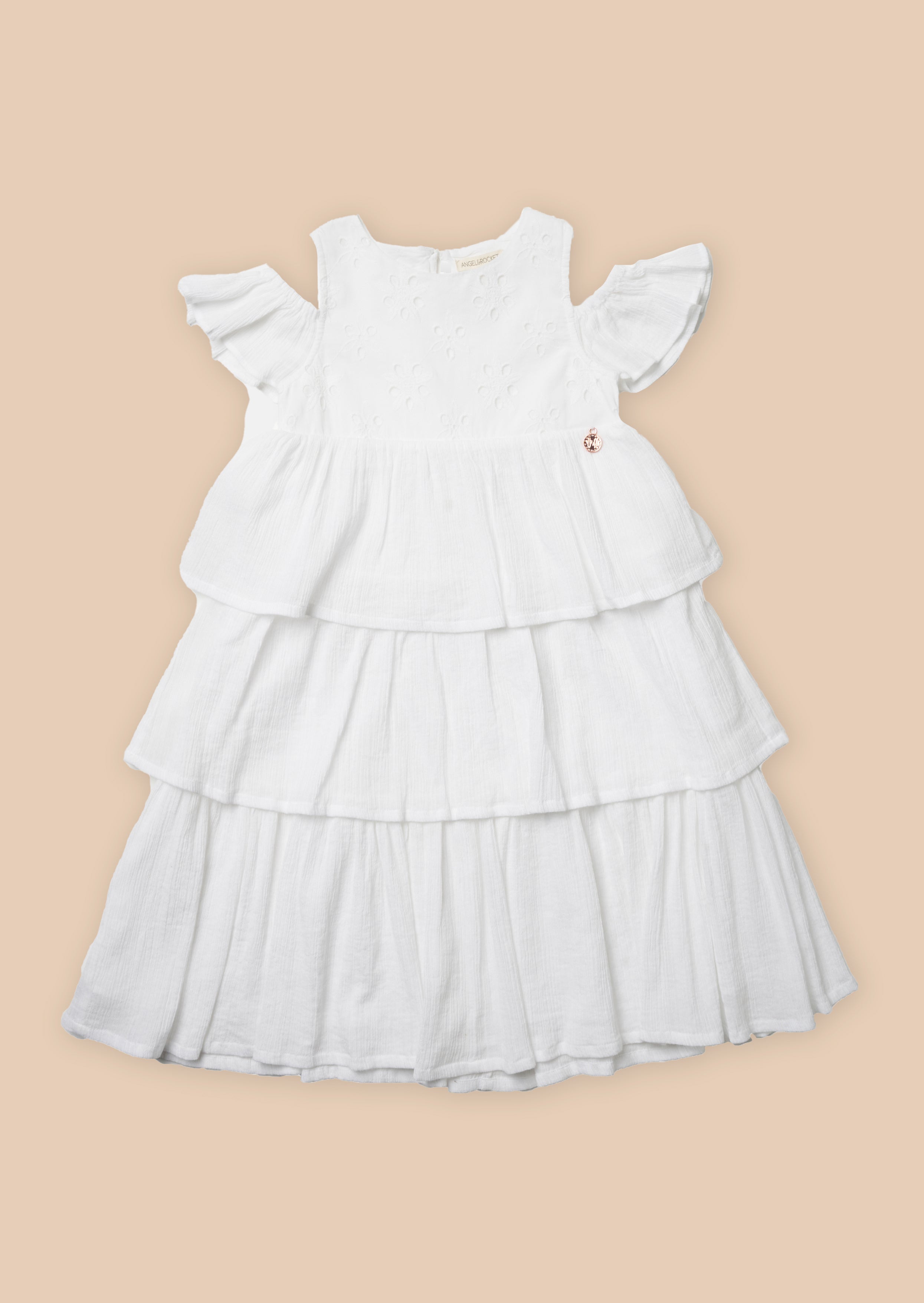 Girls Floral Embroidered White Dress