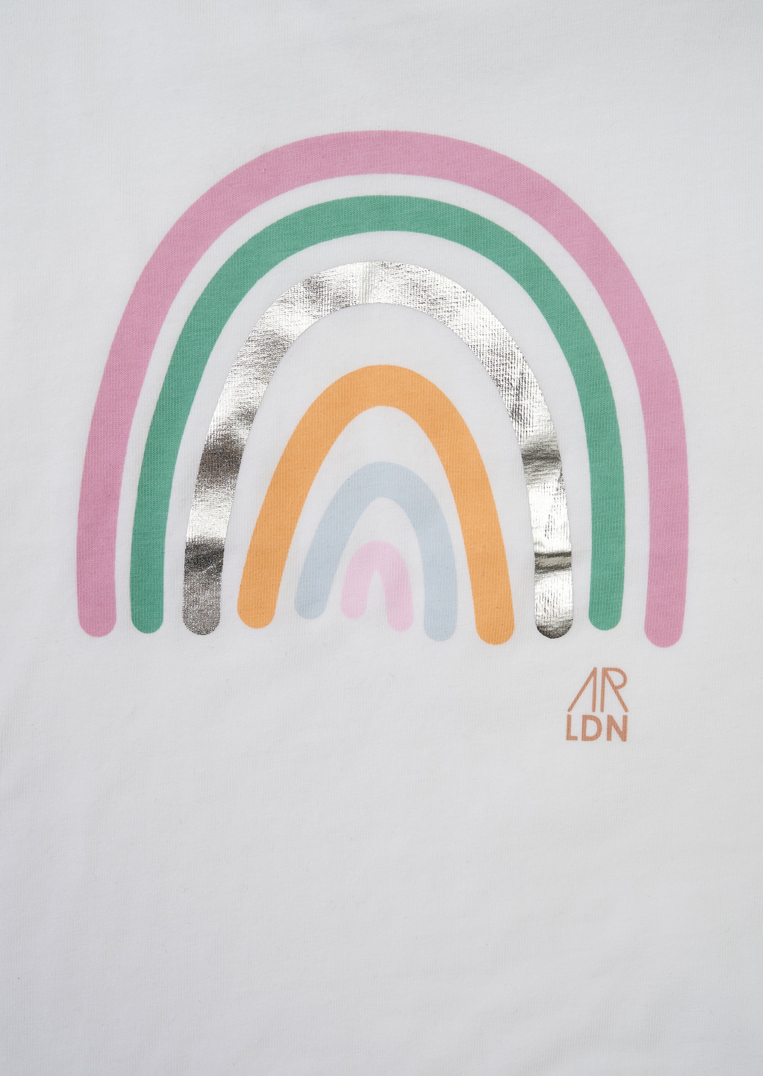 Girls Rainbow Printed Cotton White T-Shirt