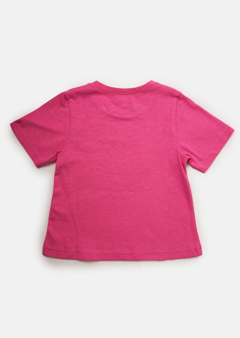 Girls Star Printed Pink T-Shirt
