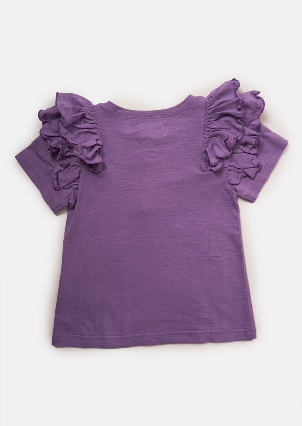 Girls Barbie Printed Purple T-Shirt