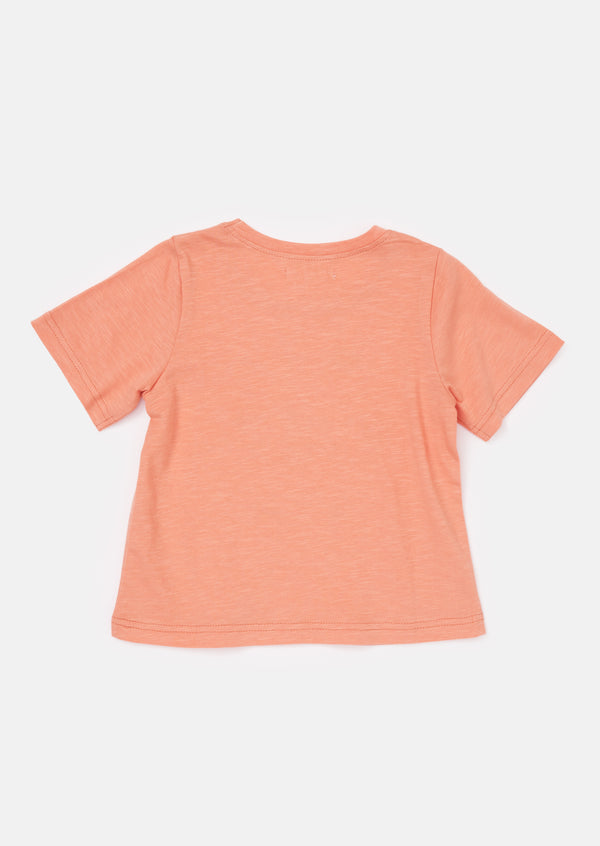 Girls Printed Cotton Pink T-Shirt