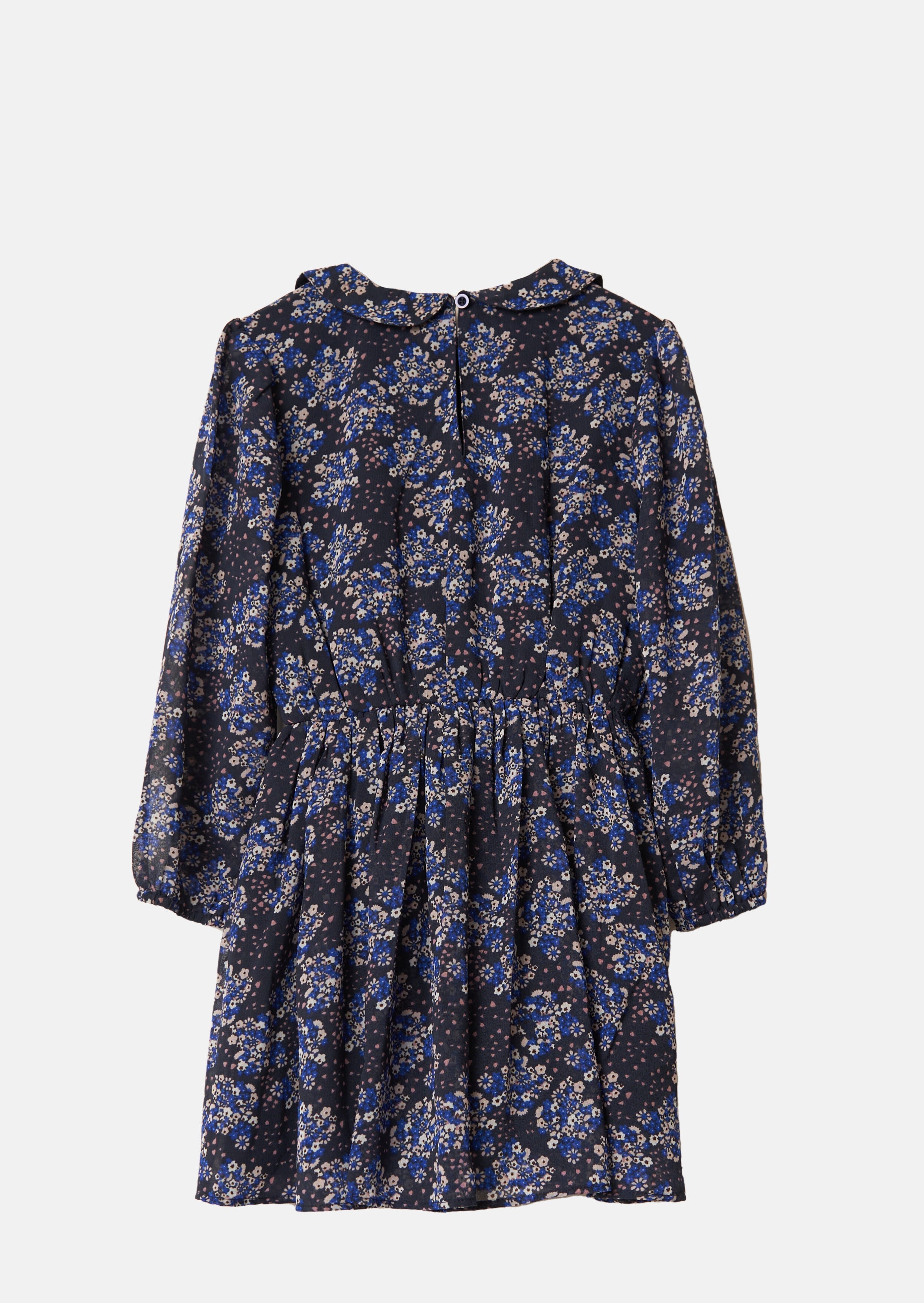Girls Woven Navy Floral Printed Dress