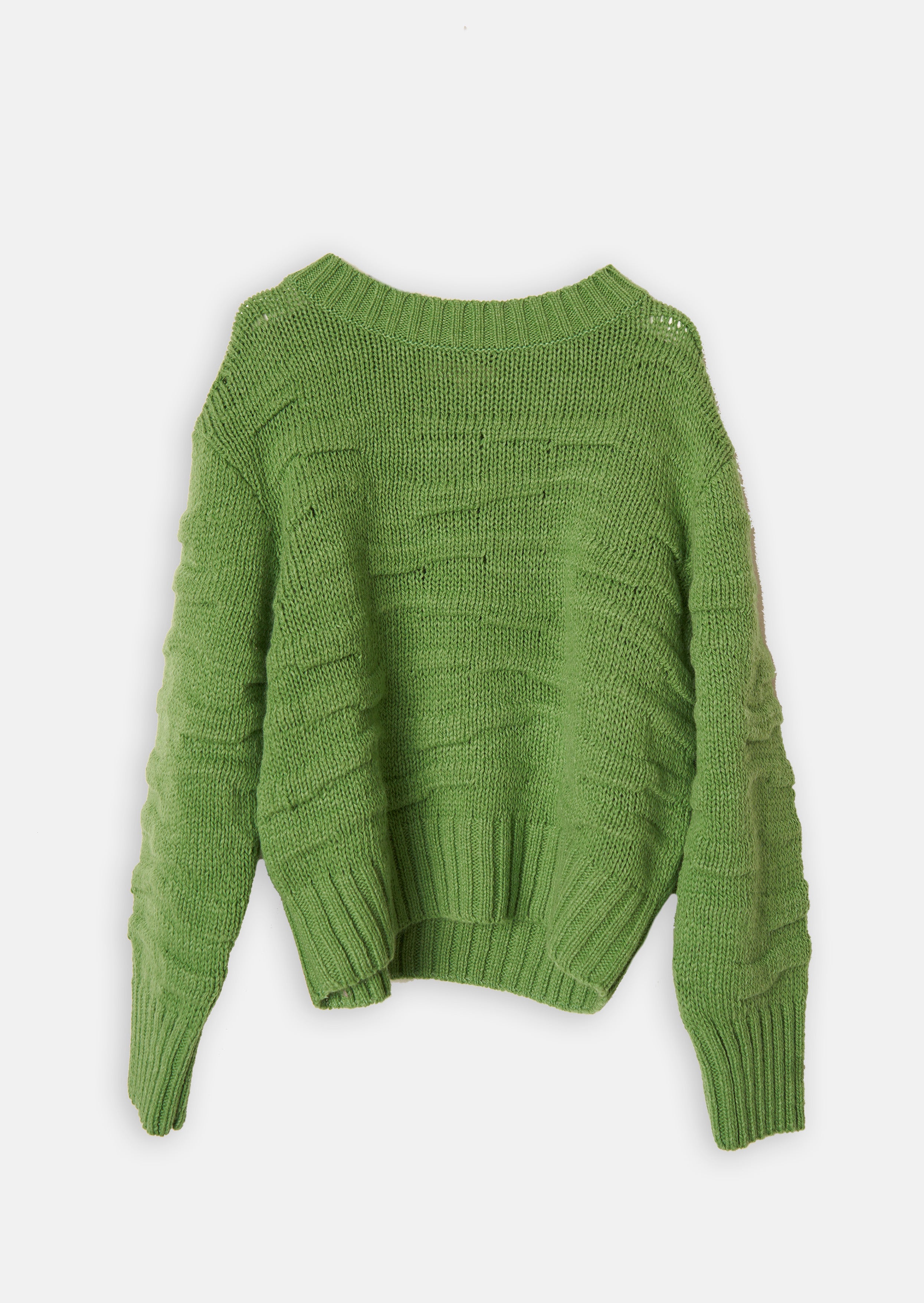 Girls Textured Green Knits Sweater