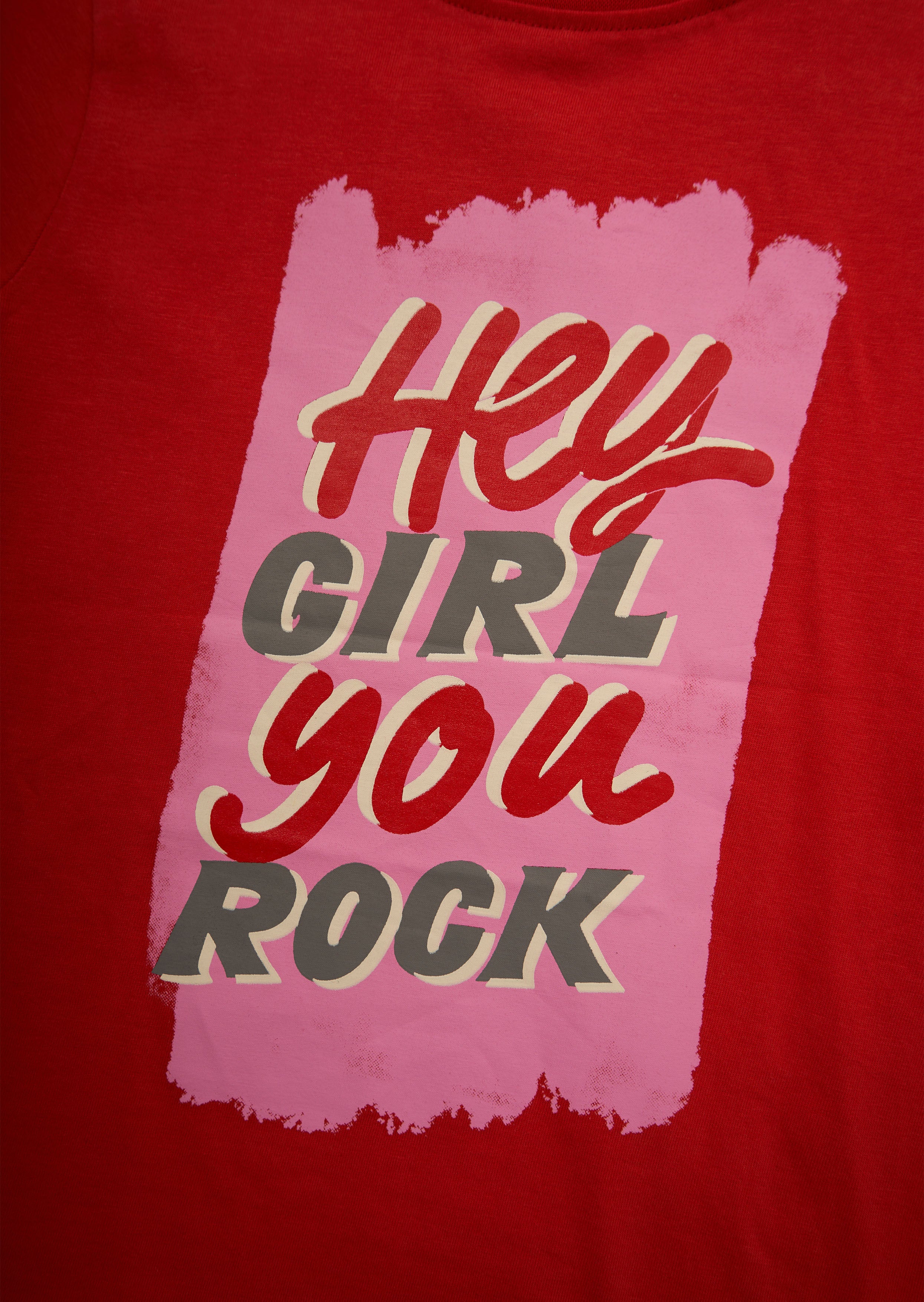 Girls Graphic Printed Cotton Red T-Shirt