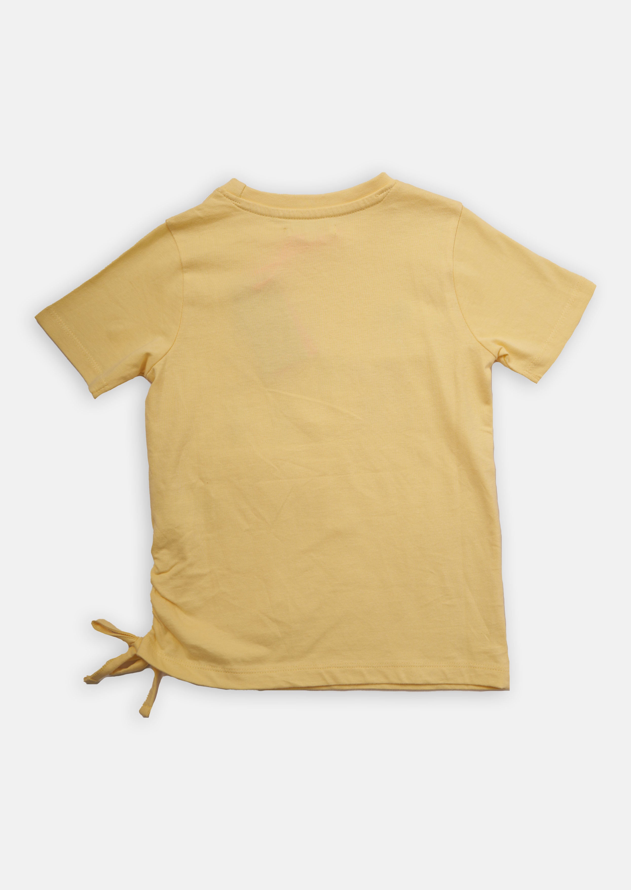 Girls Pretty Printed Cotton Yellow T-Shirt