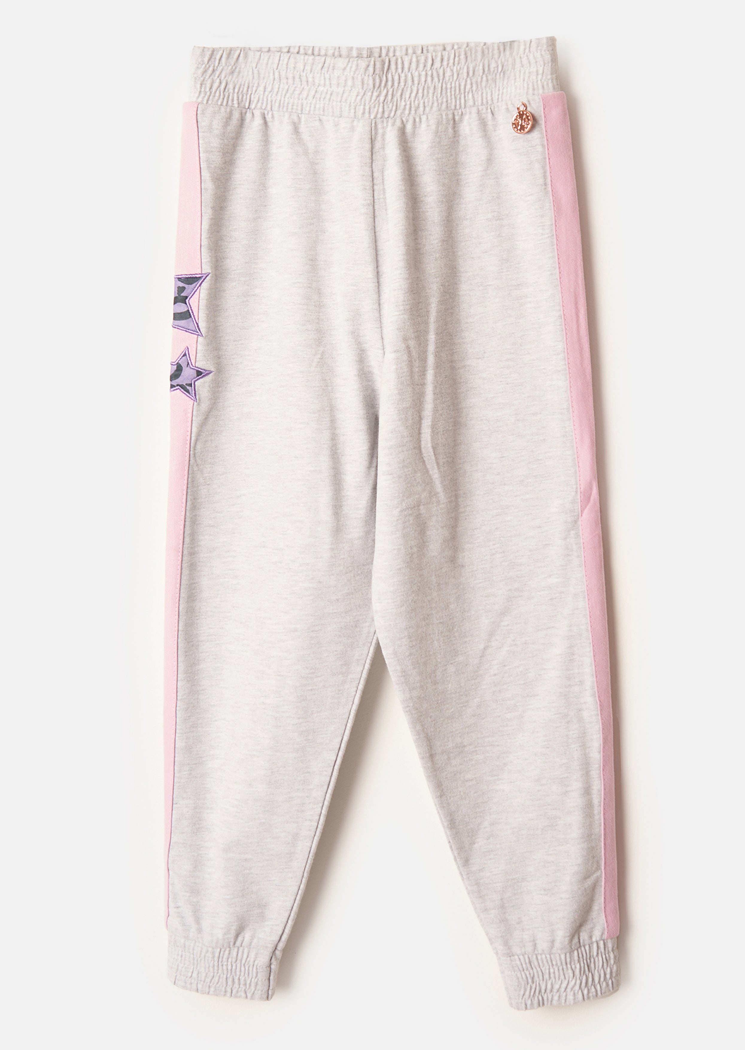 Girls Star Printed Grey Joggers