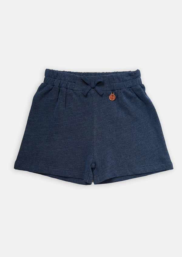 Girls Solid Blue Denim Shorts