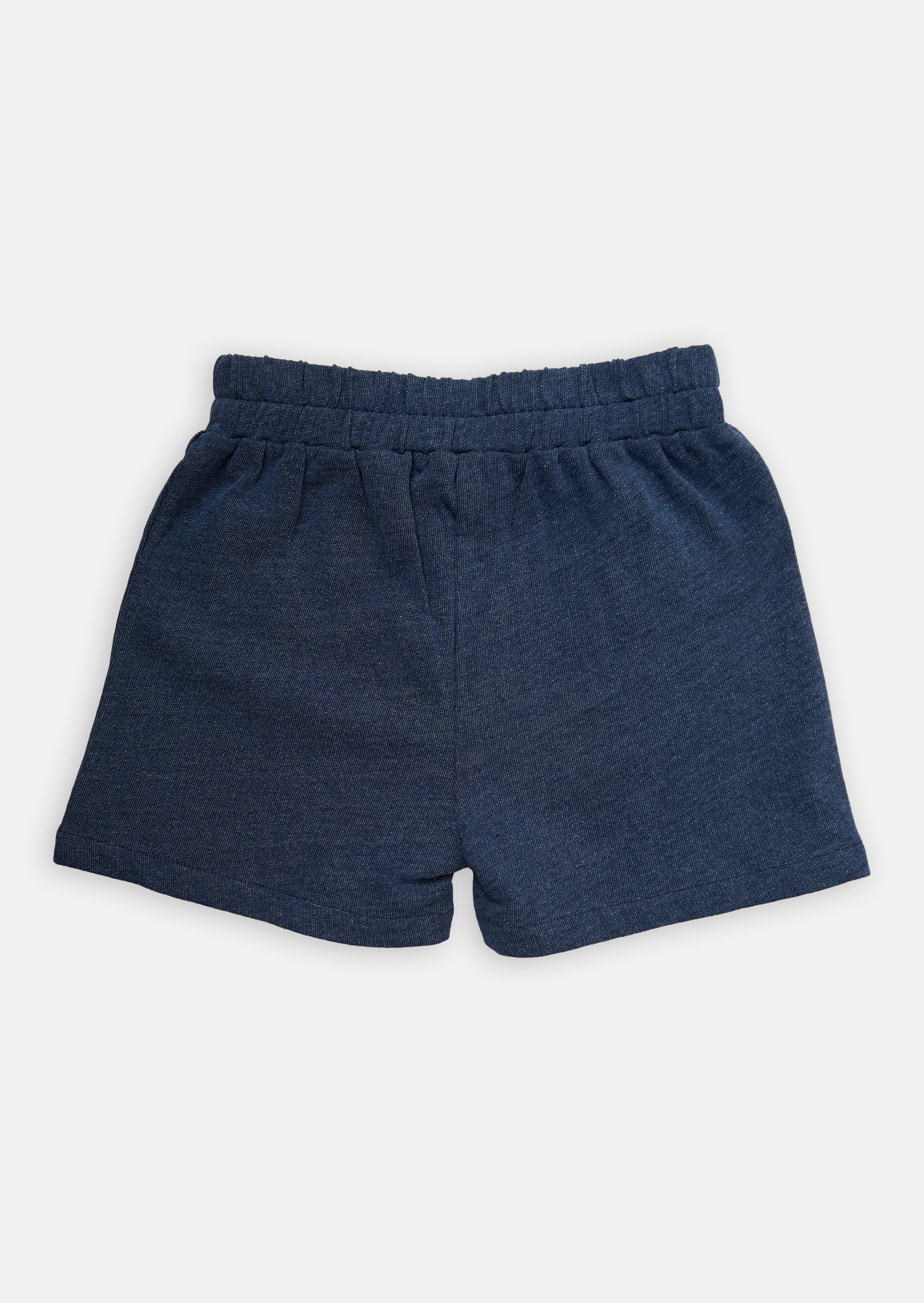Girls Solid Blue Denim Shorts