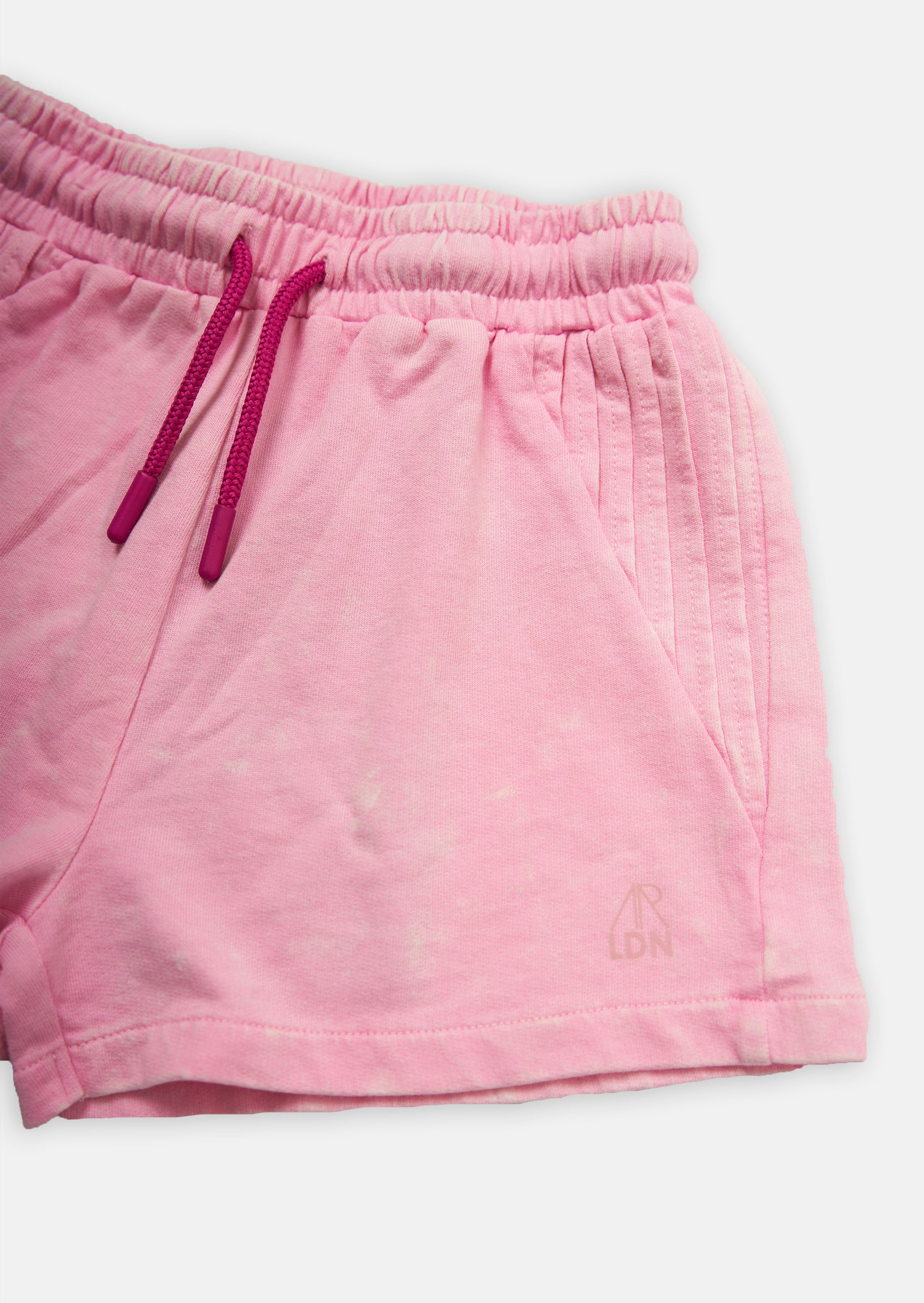 Girls Acid Wash Solid Pink Shorts