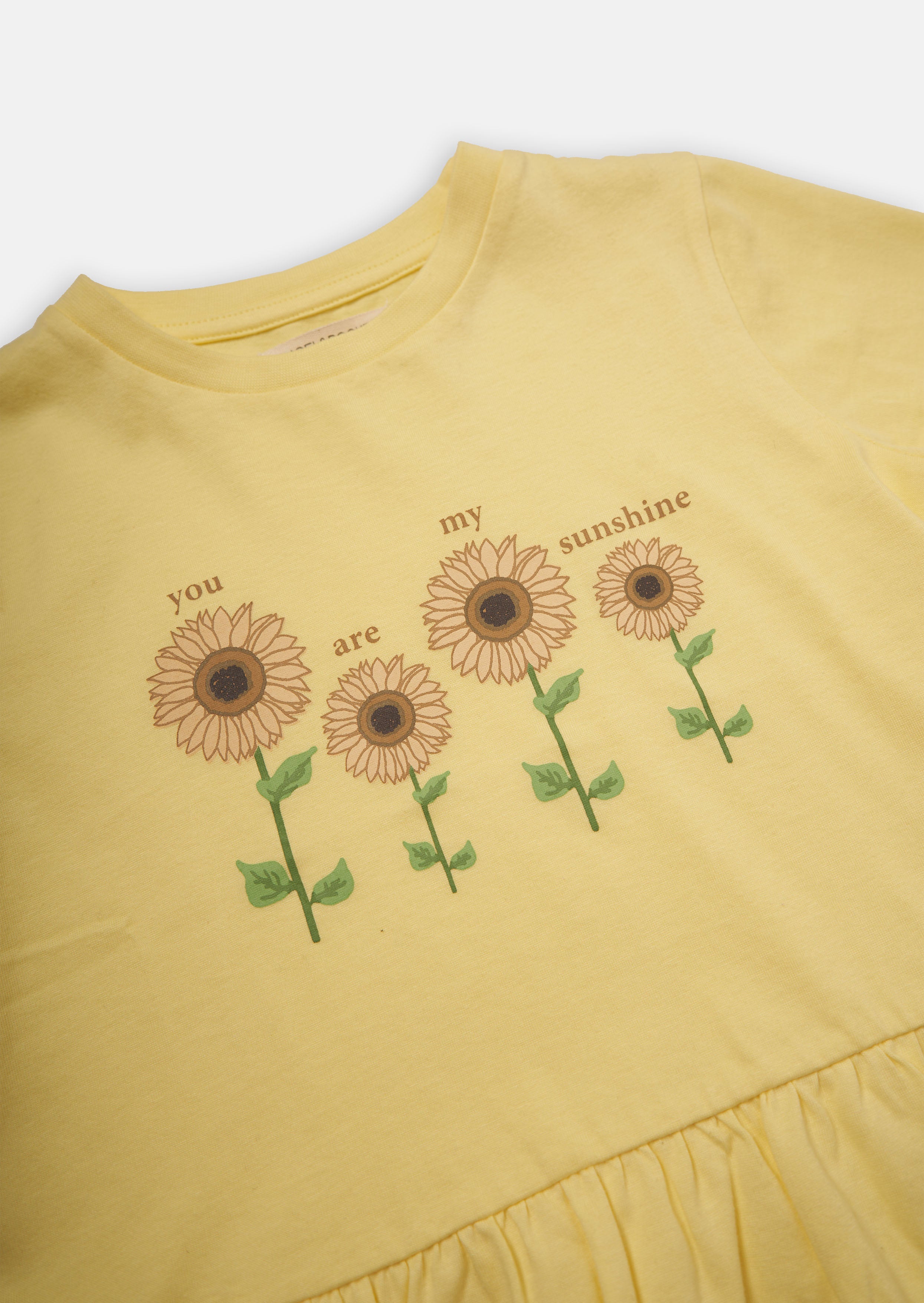 Girls Sunflower Printed Yellow Top