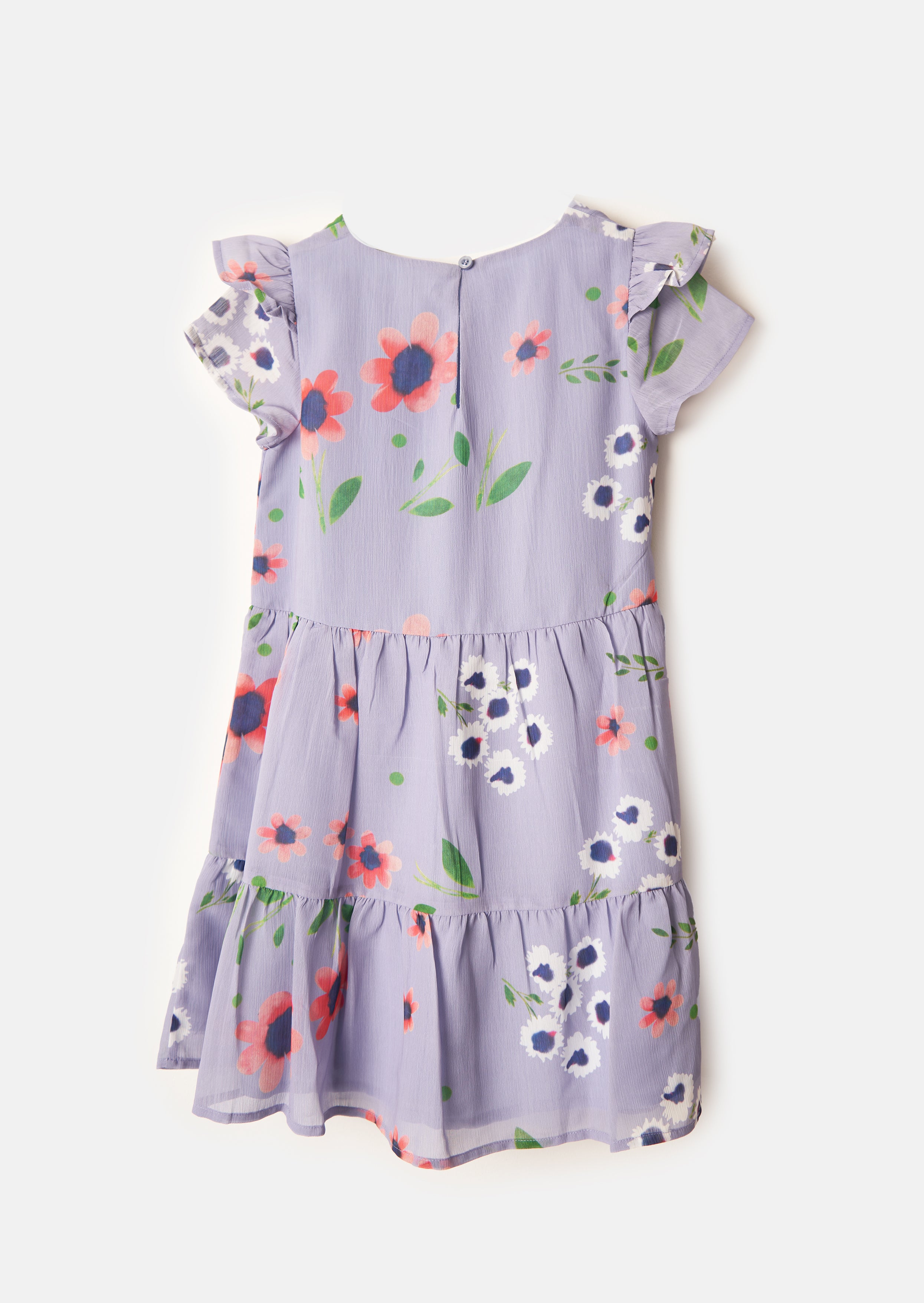 Girls Floral Printed Woven Blue Dress