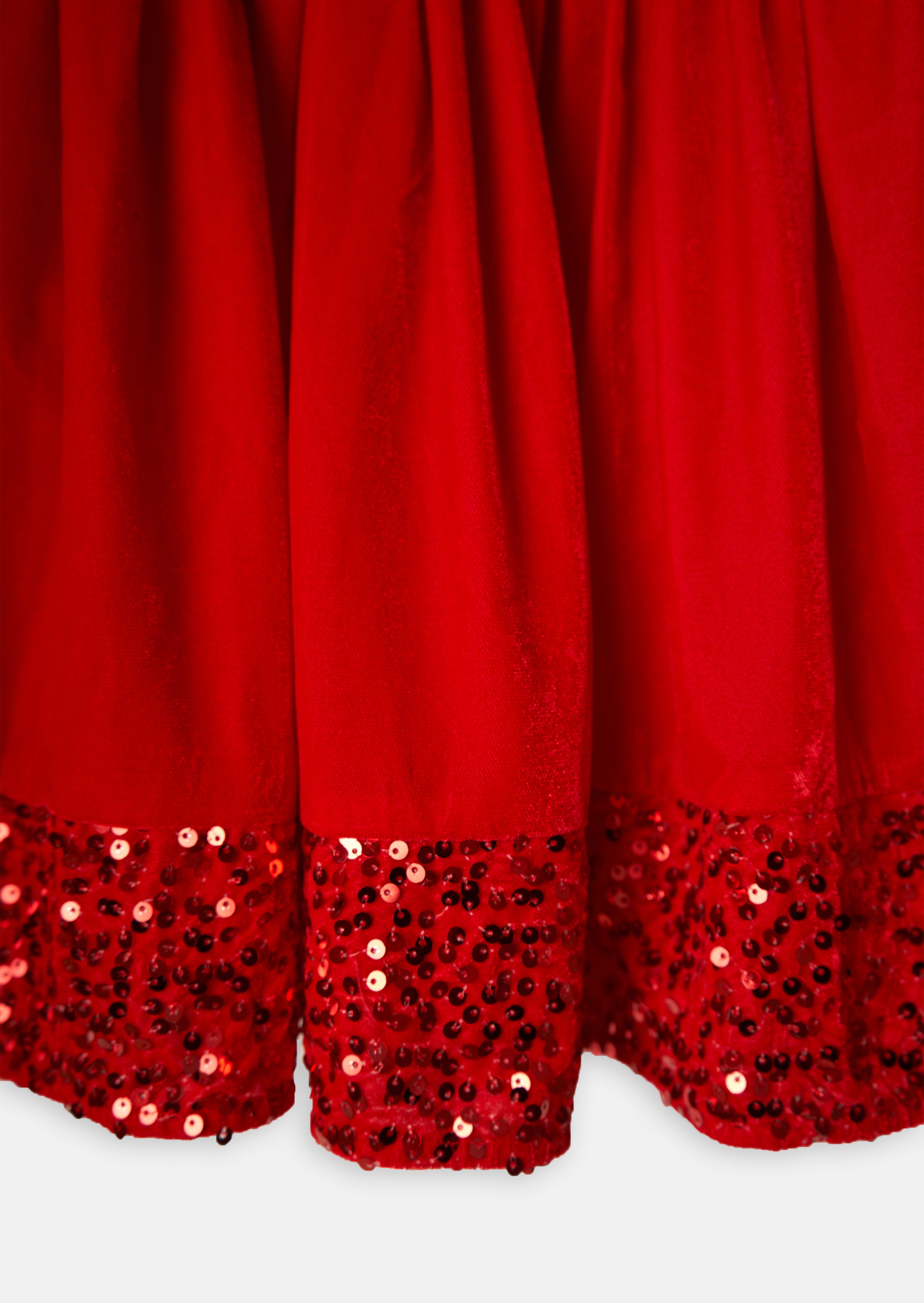 Girls Sequin Embellished Red Tutu Dress