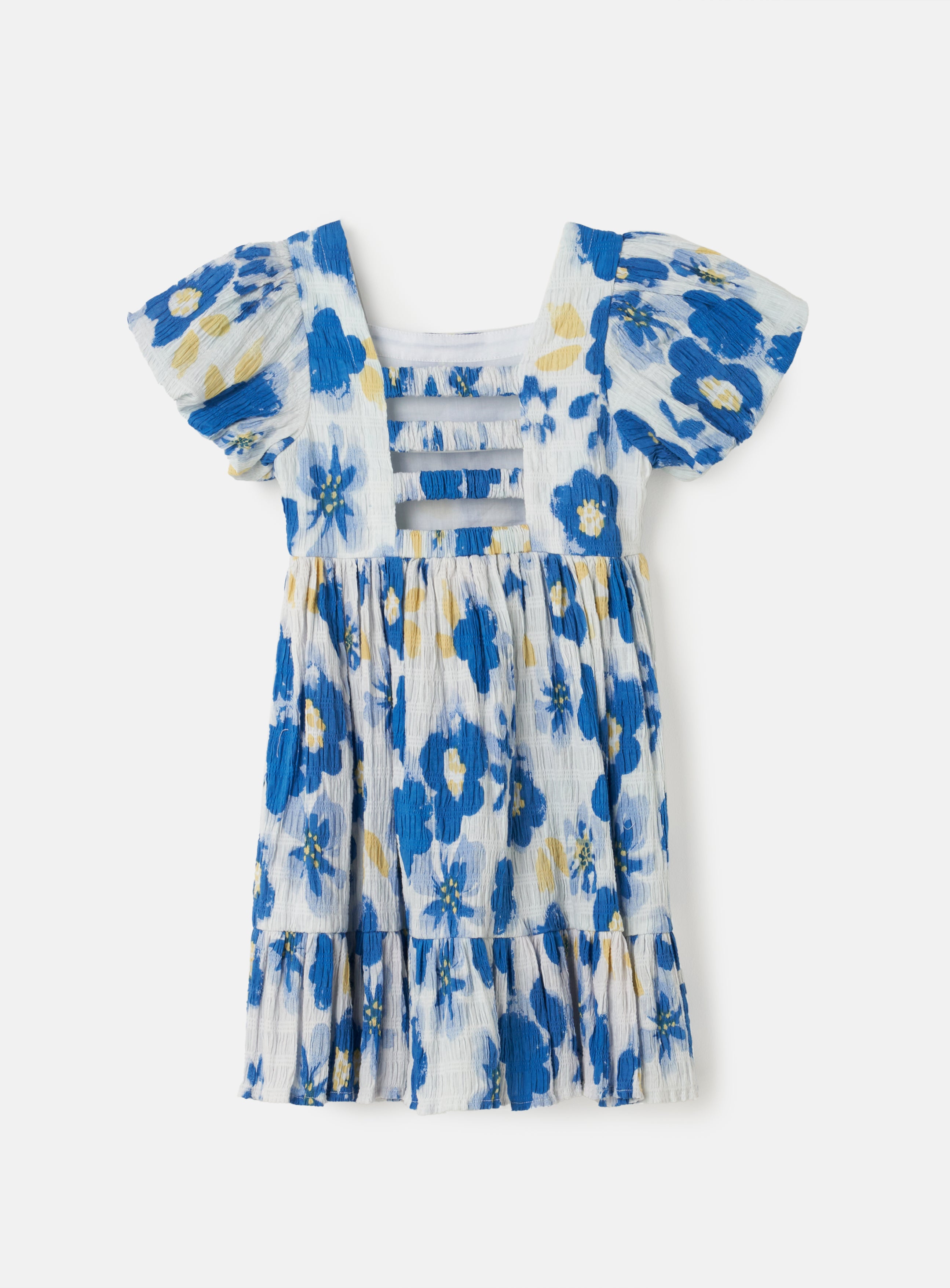 Melodie Mini Dress - Tie Back Tiered Dress in Blue Floral | Showpo USA