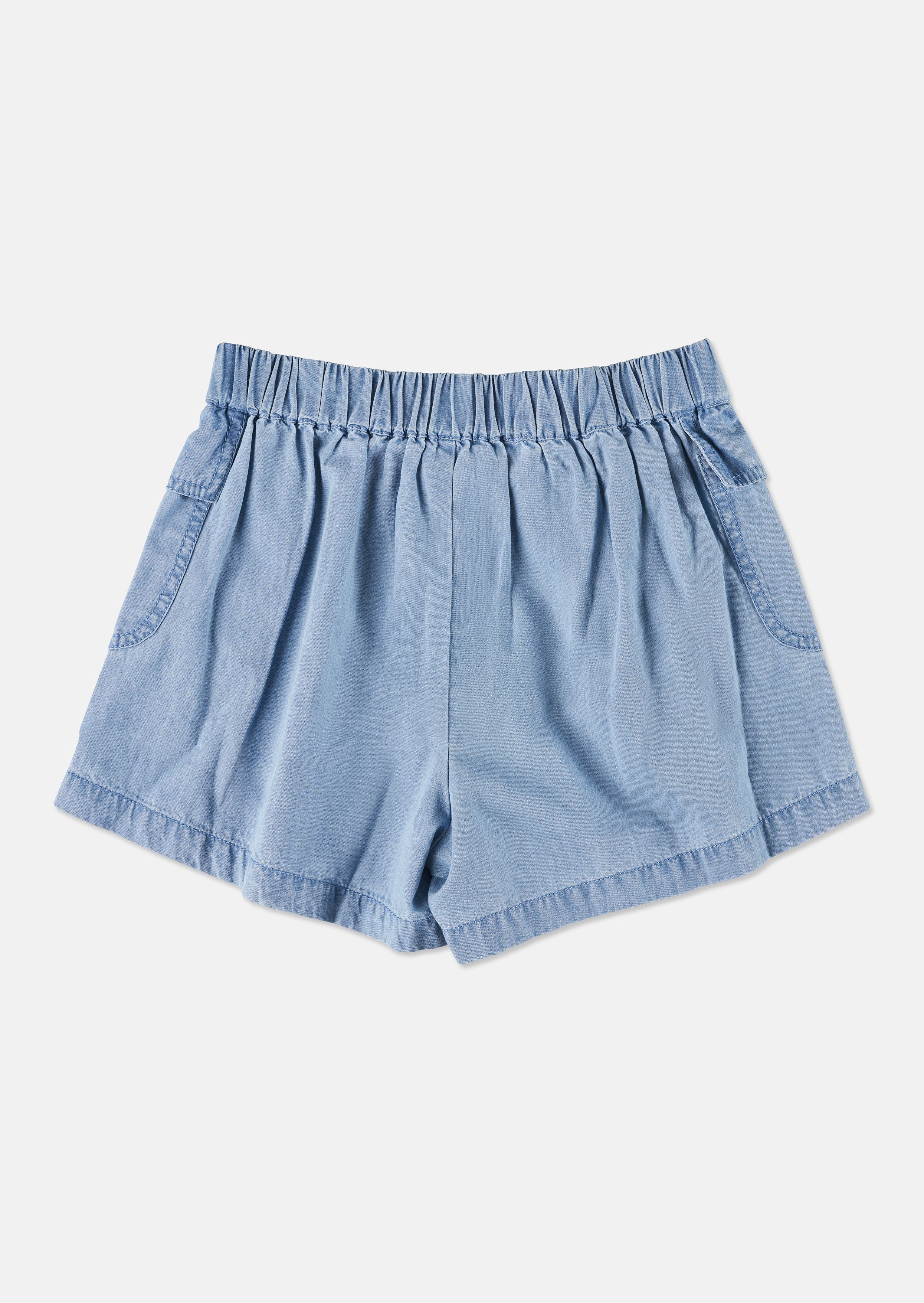 Girls Pleated Woven Blue Shorts