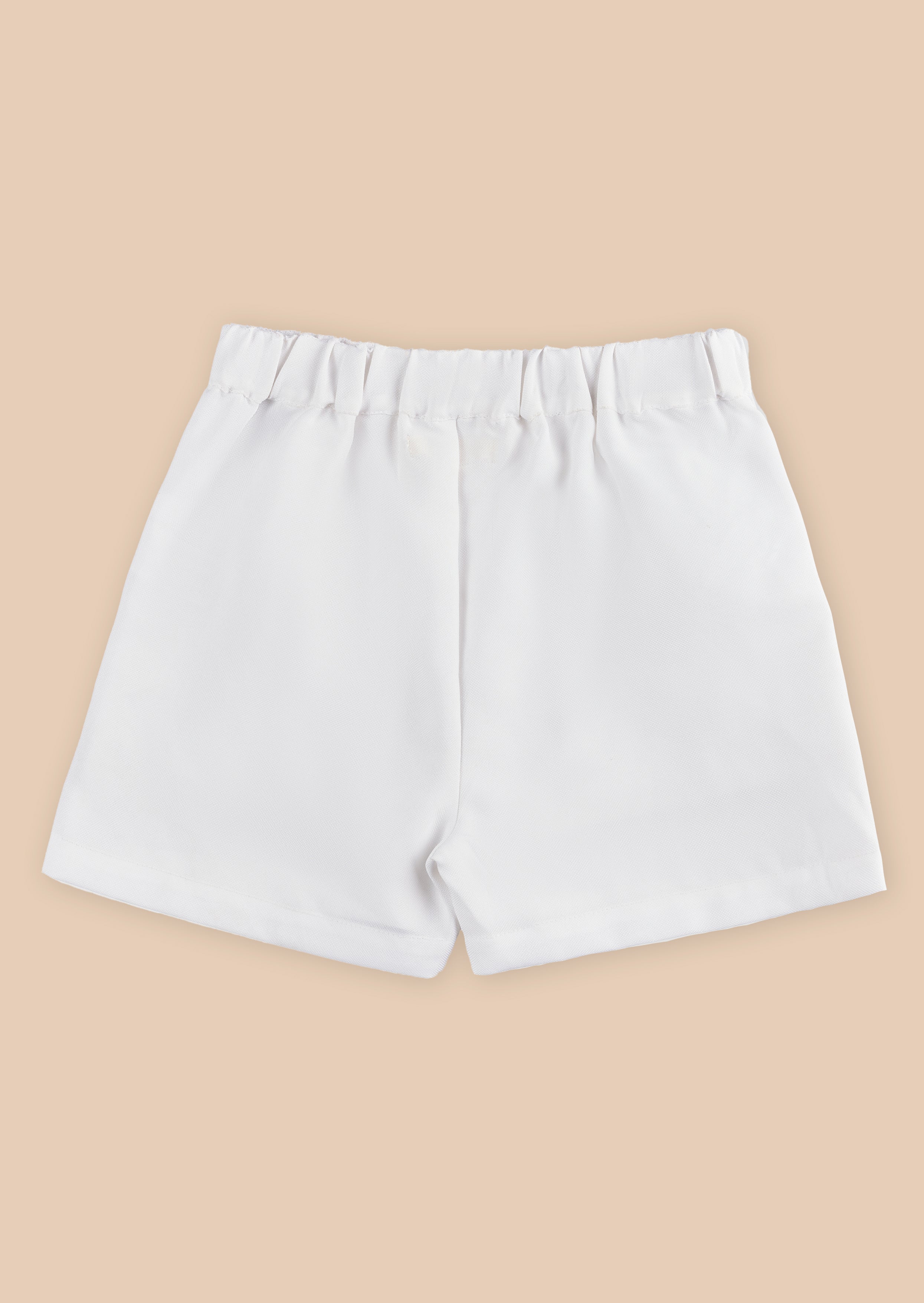 Girls Solid White Woven Shorts