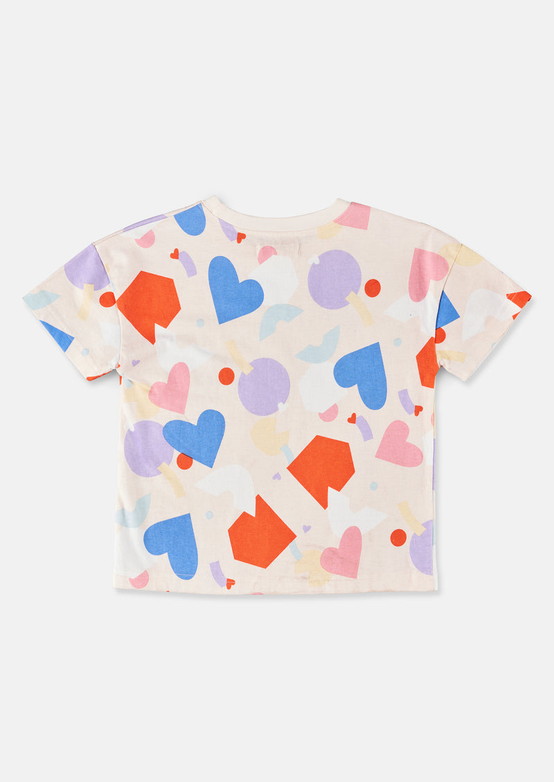 Girls Multi Color Printed Cotton T-Shirt