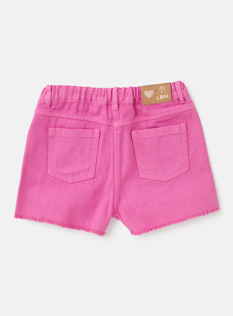 Girls Pink Denim Casual Shorts