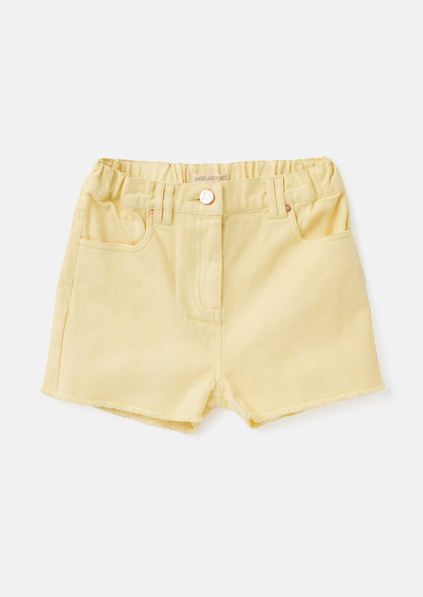 Girls Yellow Denim Casual Shorts