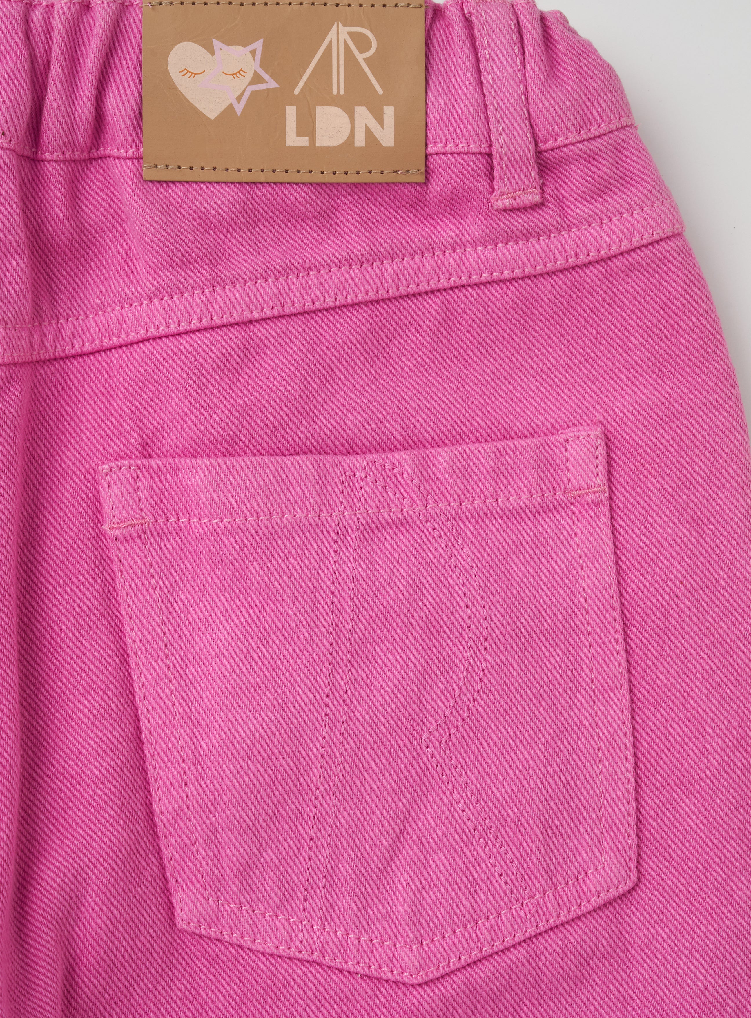 Girls Solid Pink Smart Denim Pants