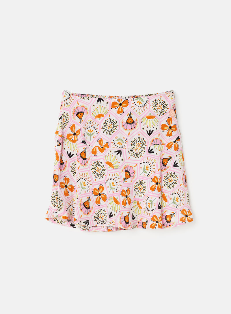 Girls Floral Printed Woven Skirt