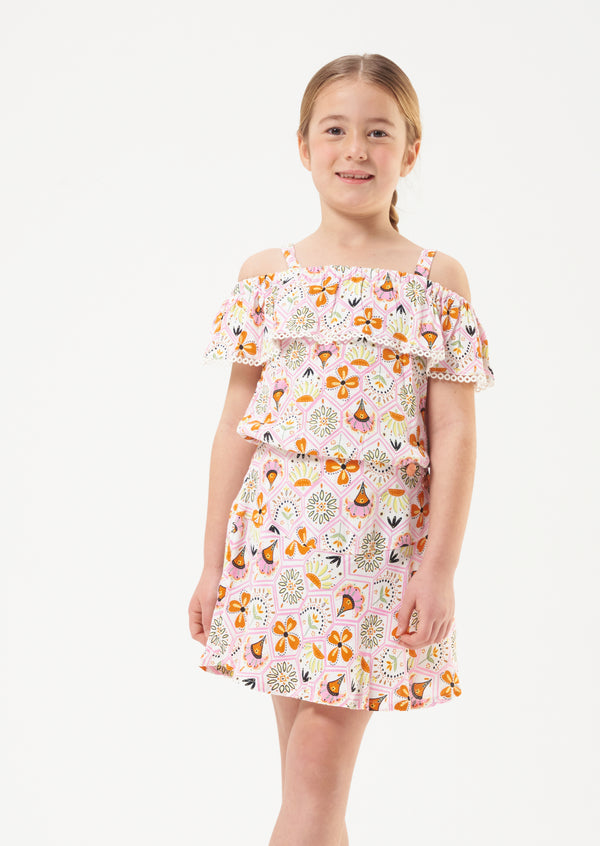 Girls Floral Printed Woven Skirt