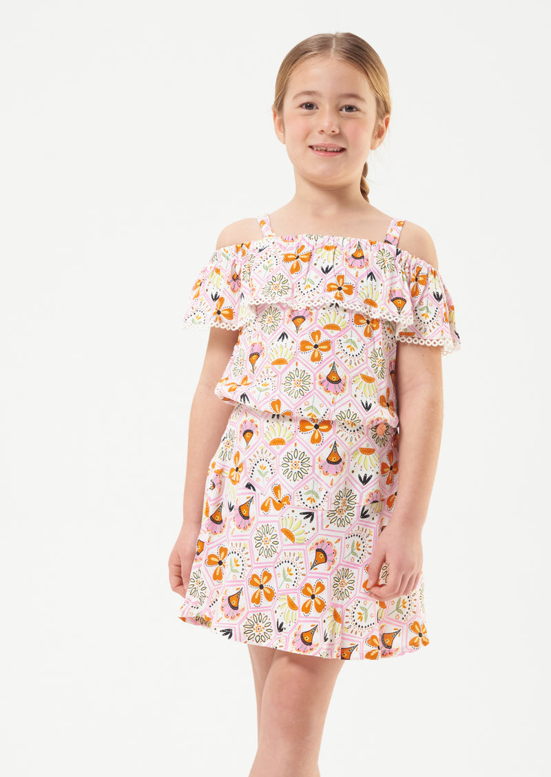 Girls Floral Printed Woven Top