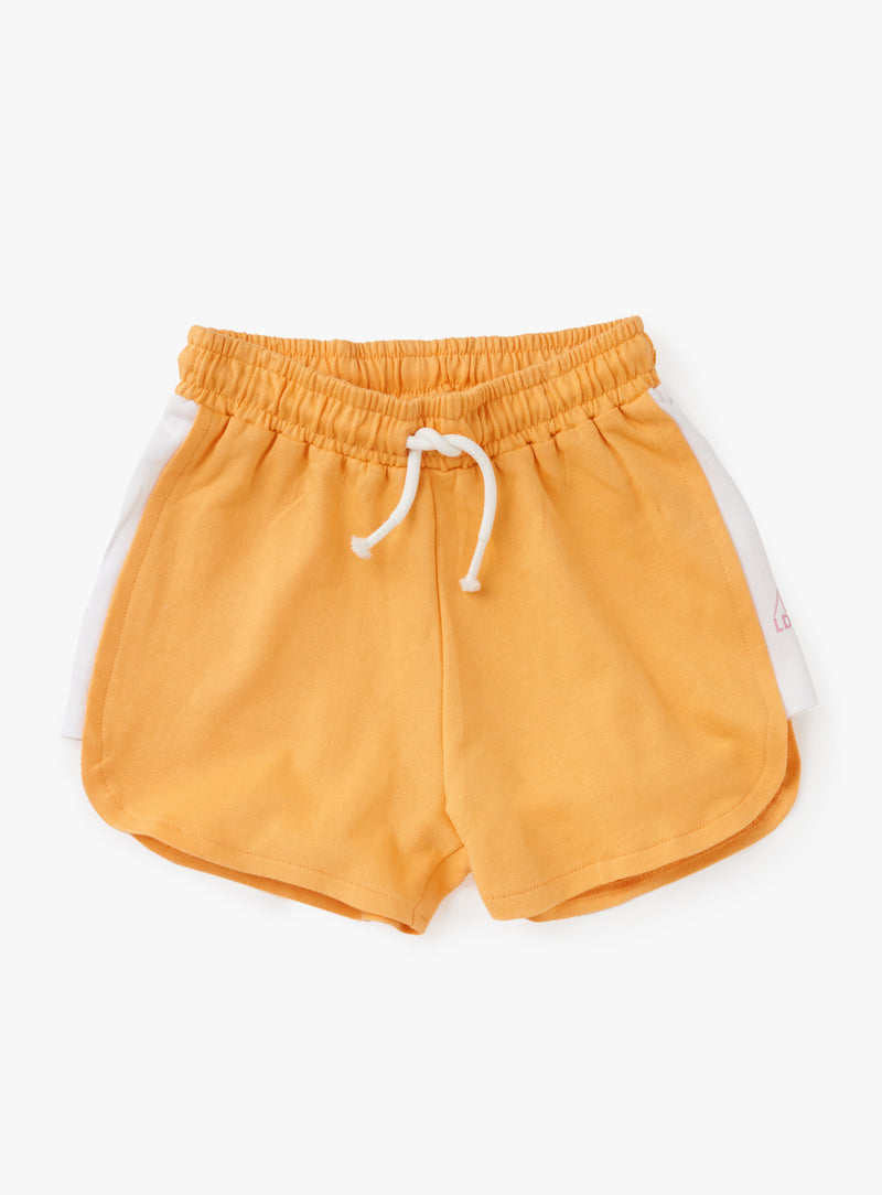 Girls Solid Orange Cotton Shorts