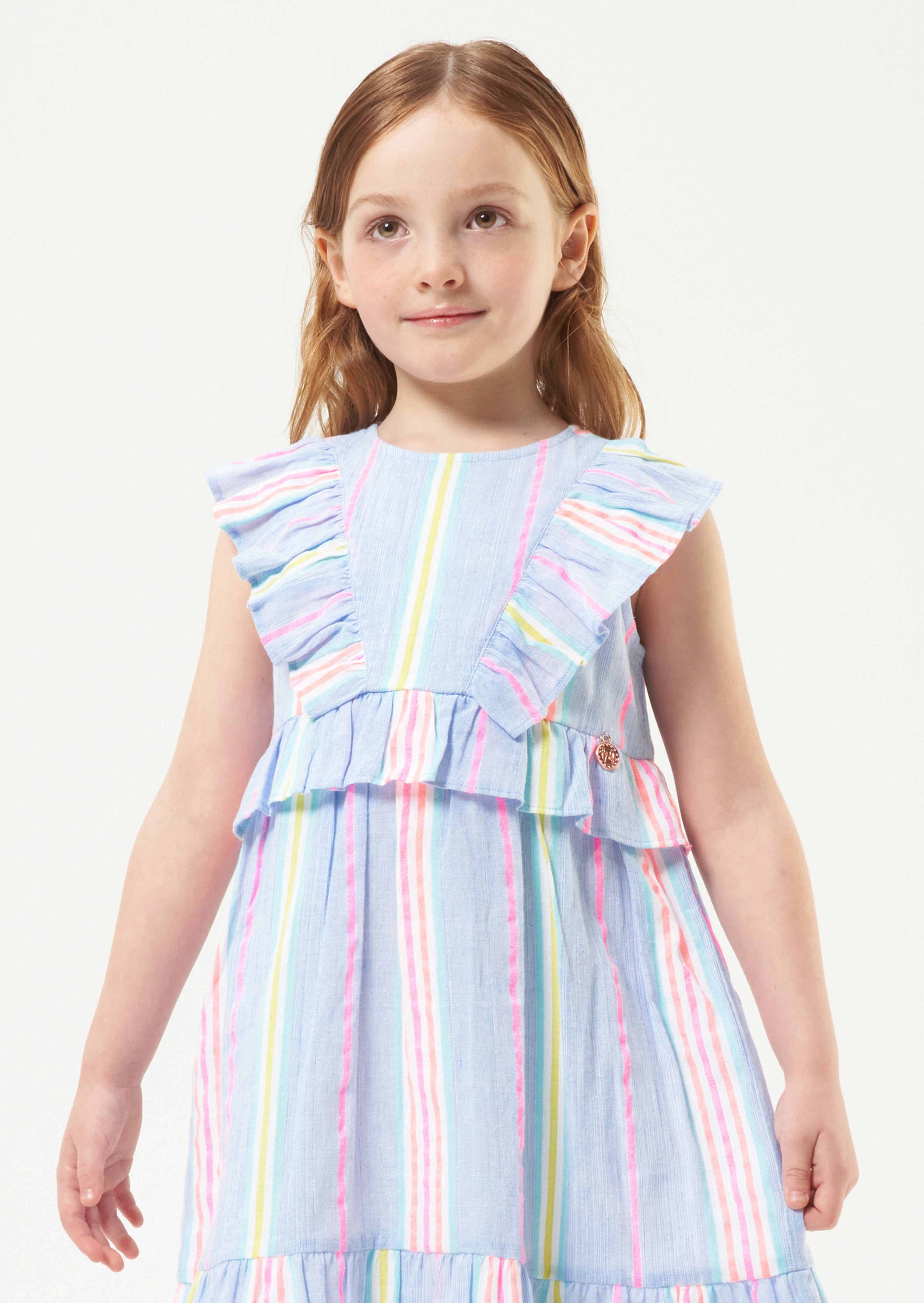 Elsie Blue Rainbow Stripe Sundress